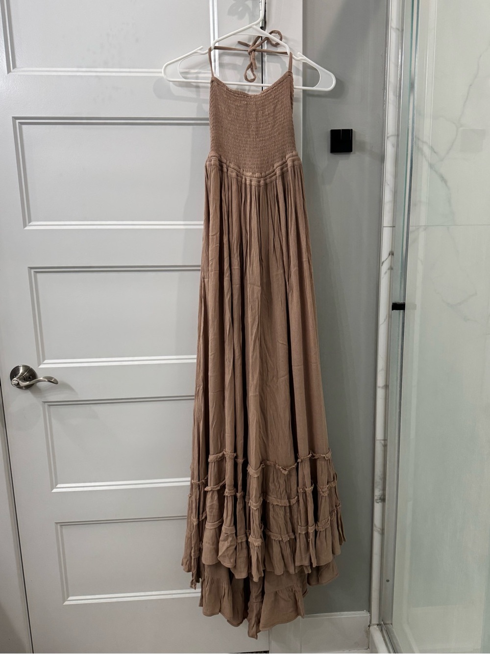 Free People Taupe Extratropical Halter Maxi Dress XS